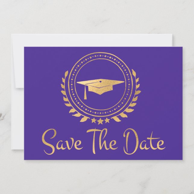 Studenten sparar datumet för Guld Emblem Grad Cap Spara Datumet (Framsida)