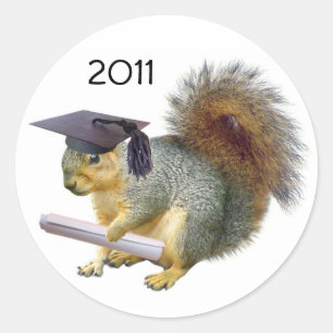 Studenten Squirrel Round Sticker Runt Klistermärke