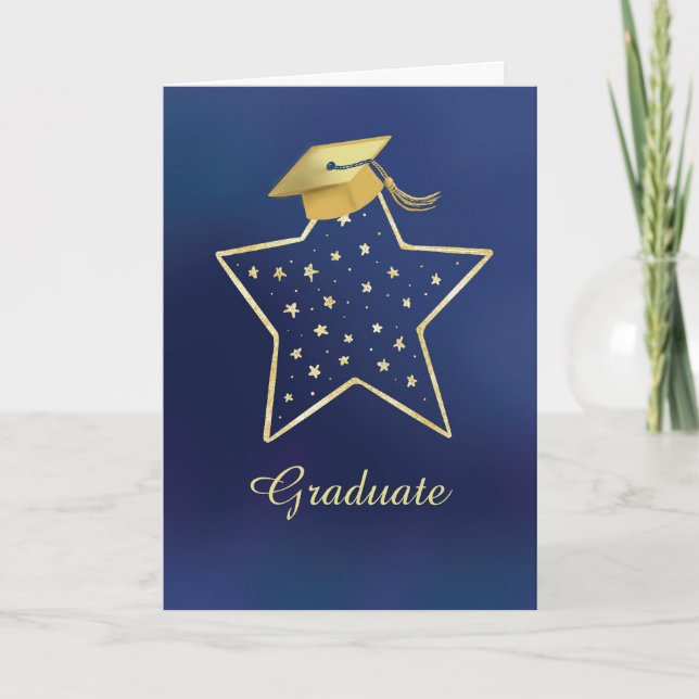 Studenten Star Grattiss Navy och Guld look Kort (Framsida)