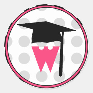 Studenten Sticker - Monogrammed-poka-punktdekal Runt Klistermärke