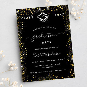 Studenten svart damm från guld glitter inbjudningar