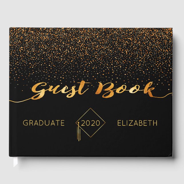 Studenten svart guld konetti gästböcker (Framsida)