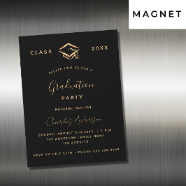 Studenten svarta guld-minimalistisk lyx magnetisk inbjudningskort
