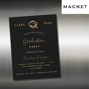 Studenten svarta guld-minimalistisk lyx magnetisk inbjudningskort