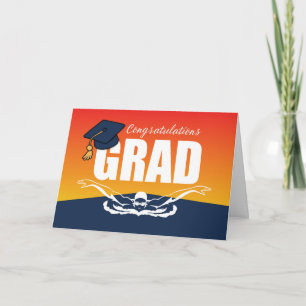 Studenten Swimming Idrottsman Grattis Grad Kort