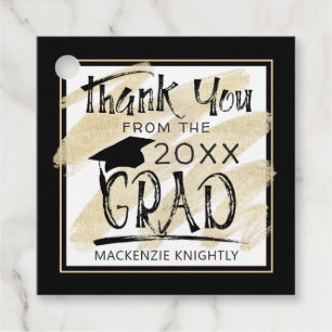 Studenten Tack Black Guld Hand Lettered GRAD Gåvor Etiketter