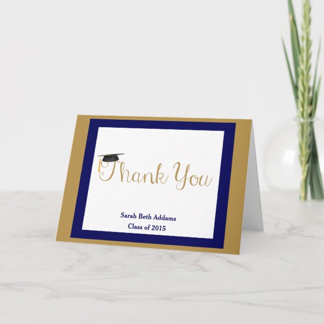 Studenten Tack, flottan och Guld, lägg till Namn/å Tack Kort (Framsida)