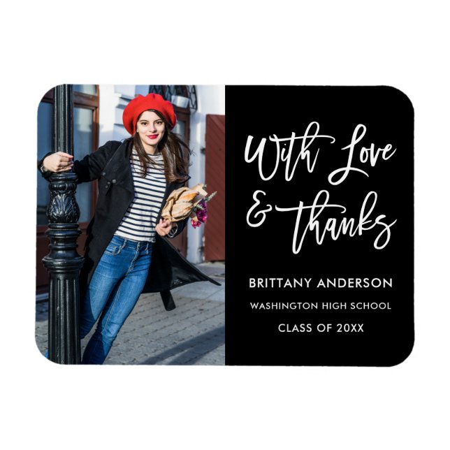 Studenten tack för det moderna penselskriptet Kärl Magnet (Horisontell)