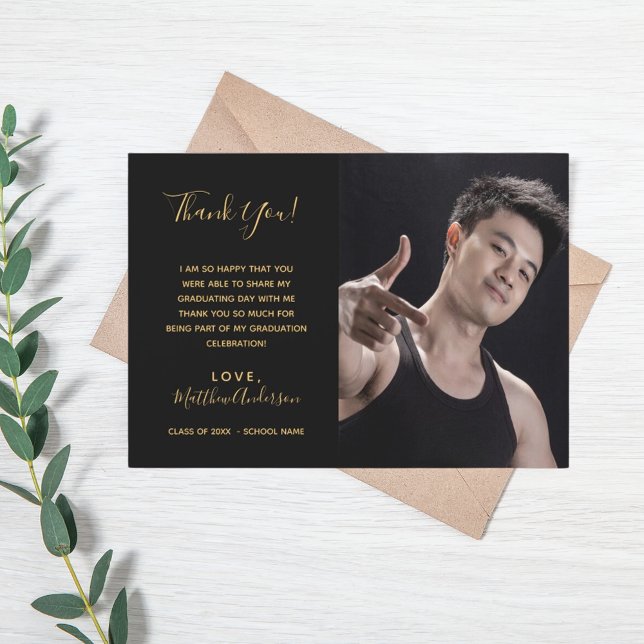 Studenten tack för ditt svarta guld-foto- inbjudningar (Skapare uppladdad)