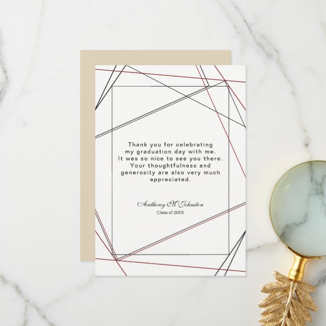 Studenten Tack för Geometric Design Kort (Fram/Back In Situ)