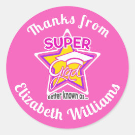 Studenten Tack från Toppen Grad Rosa - redigerbar Runt Klistermärke