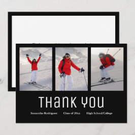 Studenten Tack Modern 3-fotosvart vit Meddelande