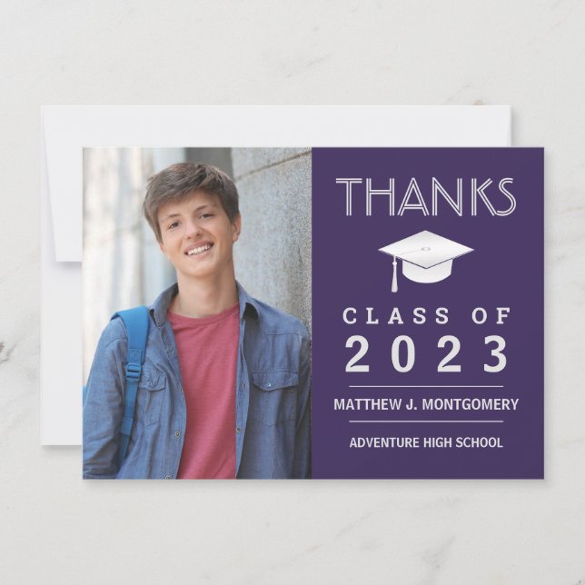 Studenten Tack Modern Photo Lila Kort (Framsida)