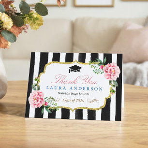 Studenten Tack Watercolor Blommigt Rand Kort