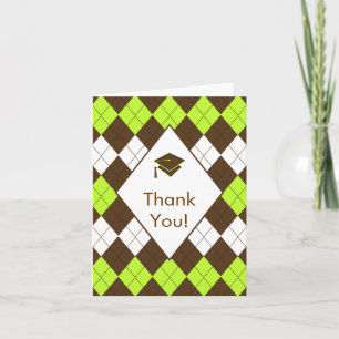 Studenten Tackkort Card Brown Grönt Argyle
