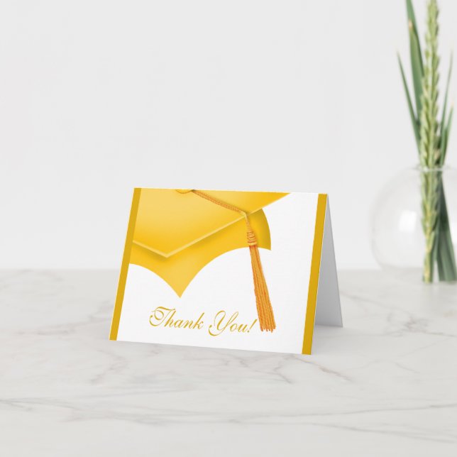 Studenten Tackkort-kort Vita Guld-grad Kap Tack Kort (Framsida)