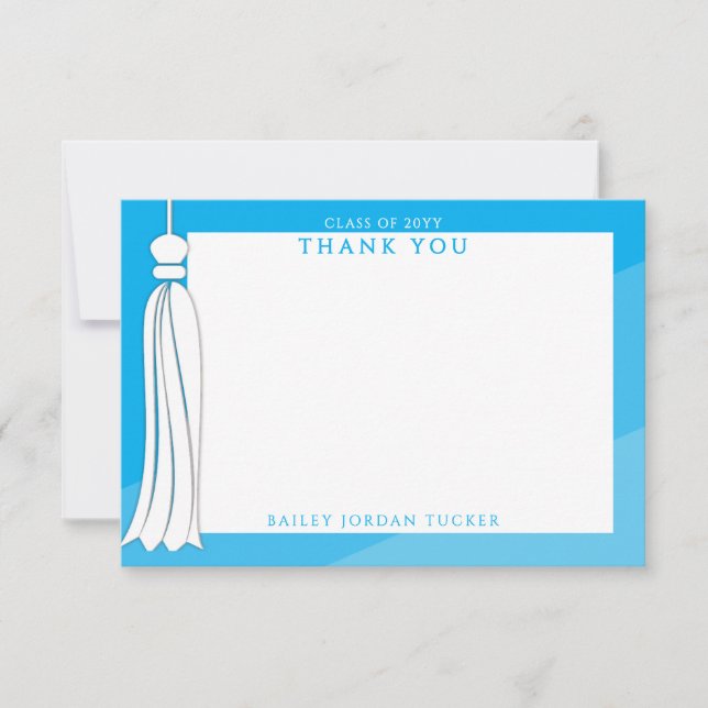 Studenten Tassel Himmel Blue Ombre Tack Kort (Framsida)