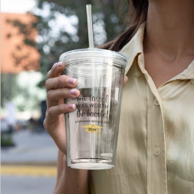 Studenten Tassel Worth of the Hassle Personlig Take Away Mugg (Graduation Tassel Worth the Hassle Personalized Acrylic Tumbler
)