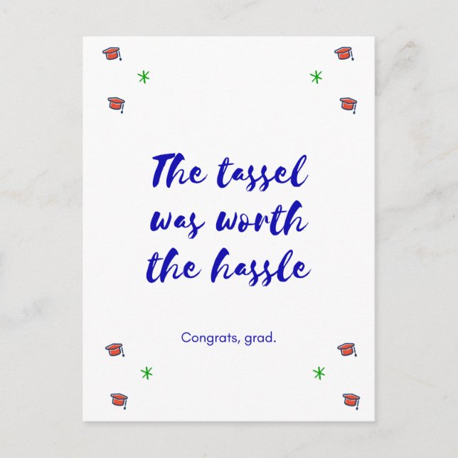 Studenten - Tassle var värd det häftiga vykortet Meddelande Vykort (Framsida)