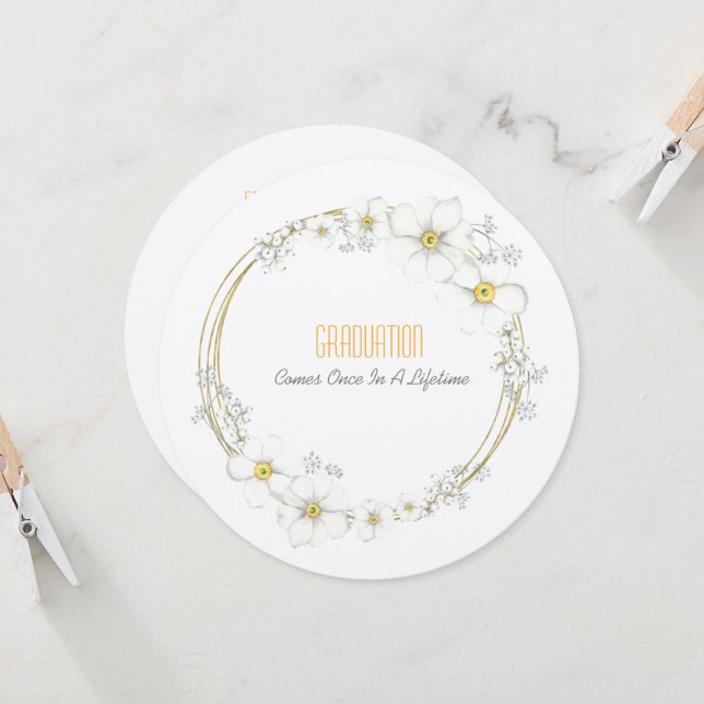 Studenten Tea Dotter White Blommars and Berries Inbjudningar (Fram/Back In Situ)