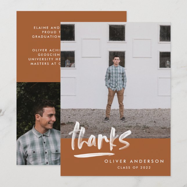 Studenten terracotta manus 3 inbjudningar (Fram/baksida)