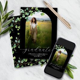 Studenten, tillkännagivande Boho Arch Ivy, Black Julkort