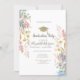 Studenten, torkad av vildblommor inbjudningar