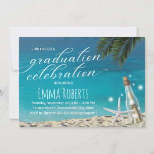 Studenten Tropical Starfish Beach Message Flaska Inbjudningar