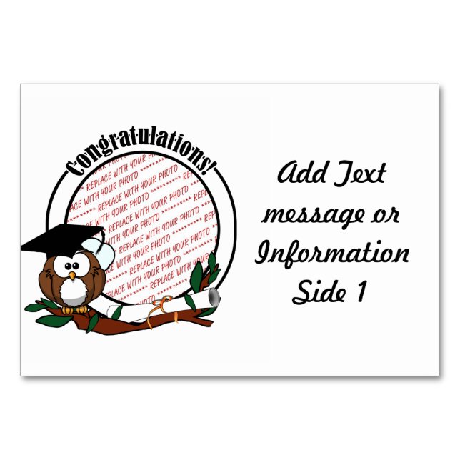 Studenten Uggla med tak och diplomati Bordsnummer (Framsidan)