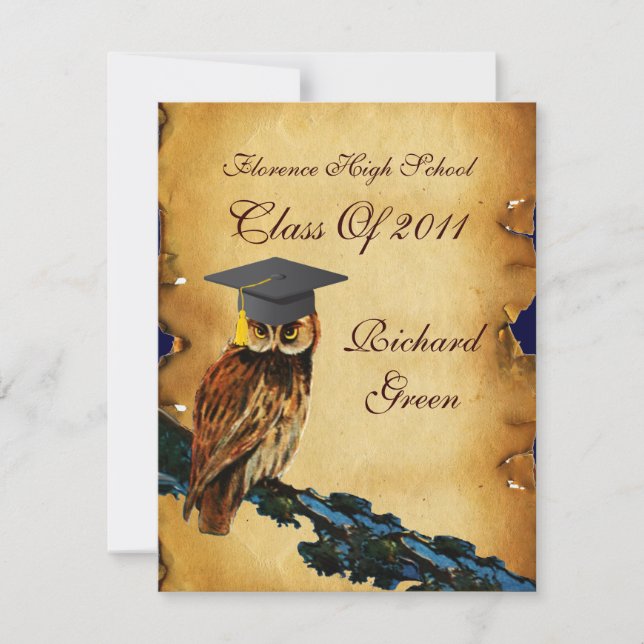 STUDENTEN UGGLA PARCHMENT VAX SEAL MONOGRAM Felt Inbjudningar (Framsida)