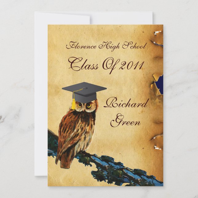 STUDENTEN UGGLA PARCHMENT VAX SEAL MONOGRAM Felt Inbjudningar (Framsida)