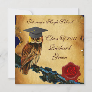 STUDENTEN UGGLA PARCHMENT VAX SEAL MONOGRAM Felt Inbjudningar