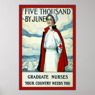 Studenten vårdar ~-vintagesjuksköterskan poster