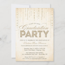 Studenten vid chic vid Glitter, Guld Inbjudningar