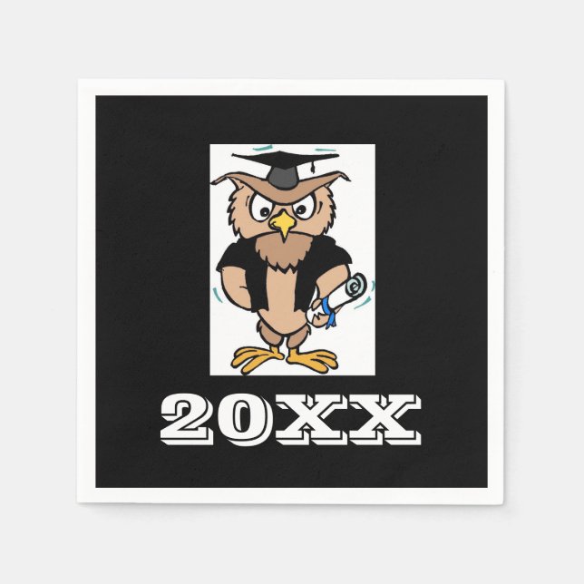 Studenten Wise Old Uggla Studenten Symbol Napkins Pappersservett (Framsidan)