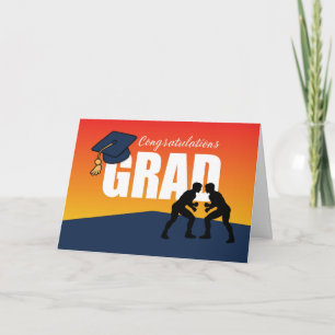 Studenten Wrestling Idrottsman Grattis Grad Kort