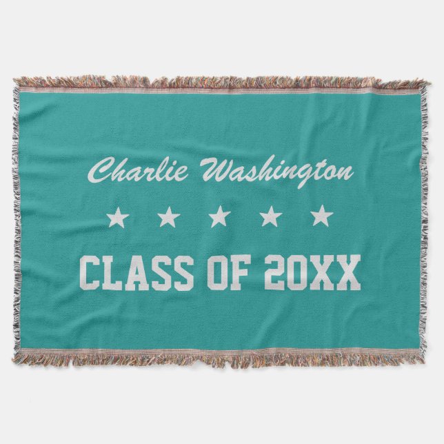 Studentenanpassningsbarnamn, år & färgkastfilt filt (Framsidan)