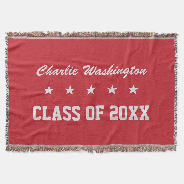 Studentenanpassningsbarnamn, år & färgkastfilt mysfilt (Framsidan)