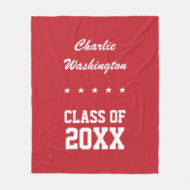 Studentenanpassningsbarnamn, år & färgull fleecefilt (Framsidan)