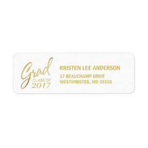 StudentenFauxguld omkullkastar elegant handskrift Returadress Etikett