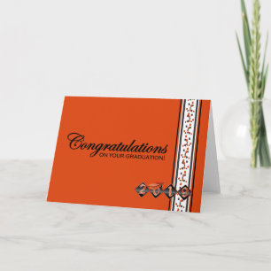 Studentengrattis för orange 2019 & svart kort
