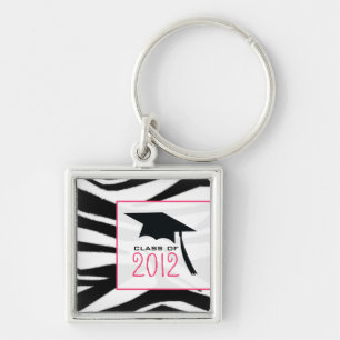 Studentenzebra tryck 2012 Keychain Fyrkantig Silverfärgad Nyckelring