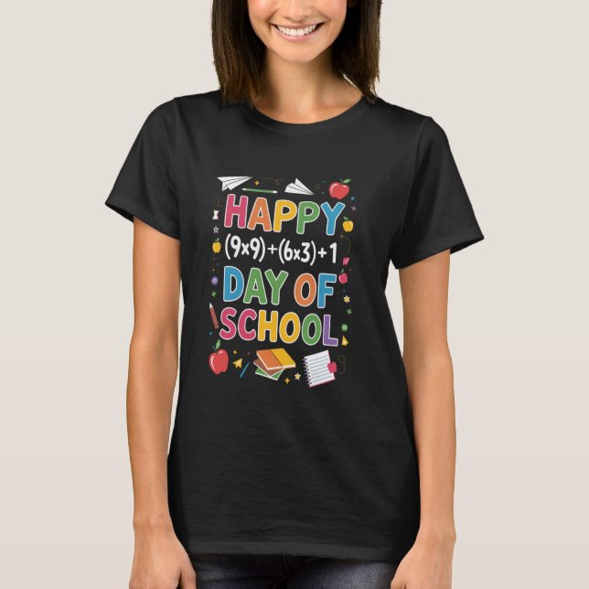 Studenter ekvationslärare som löser Math 100 dagar T Shirt (Framsida)