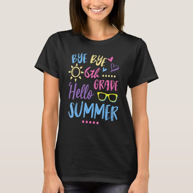 Studenter klass School Adjö Adjö 6e Klass Hej S T Shirt (Framsida)