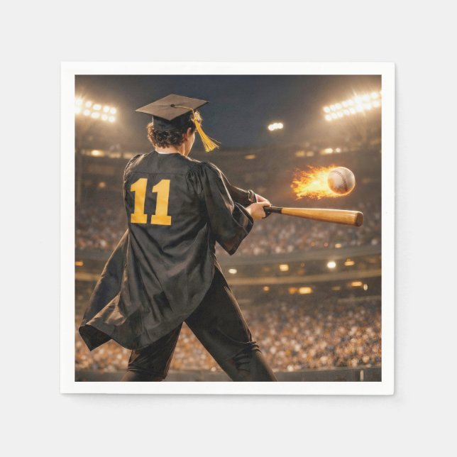 Studentexamen Pojke Baseballspelare #11 Pappersservett (Framsidan)