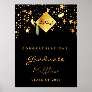 Studentfest 2023 svarta guld-stjärnor student poster