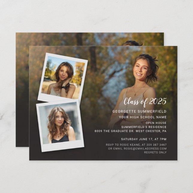 Studentfest 2025 Fotokollage-inbjudan Inbjudningar (Fram/baksida)