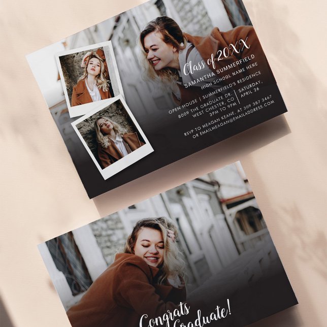 Studentfest 2025 Photo Collage Elegant Inbjudningar (Skapare uppladdad)