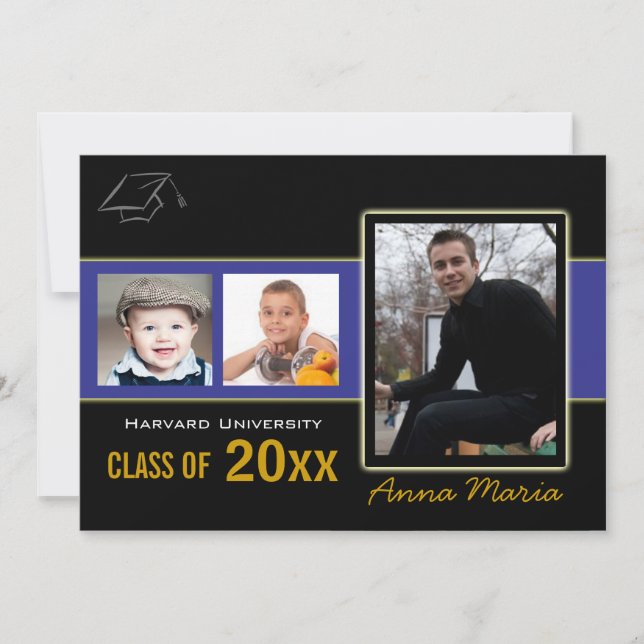 Studentfest 3 Fotoblå inbjudan (Framsida)