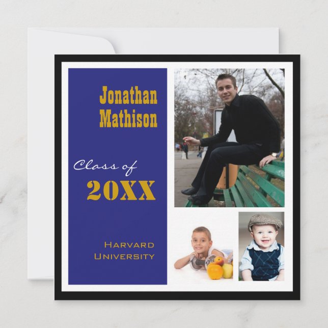 Studentfest 3 Fotoblå inbjudan (Framsida)